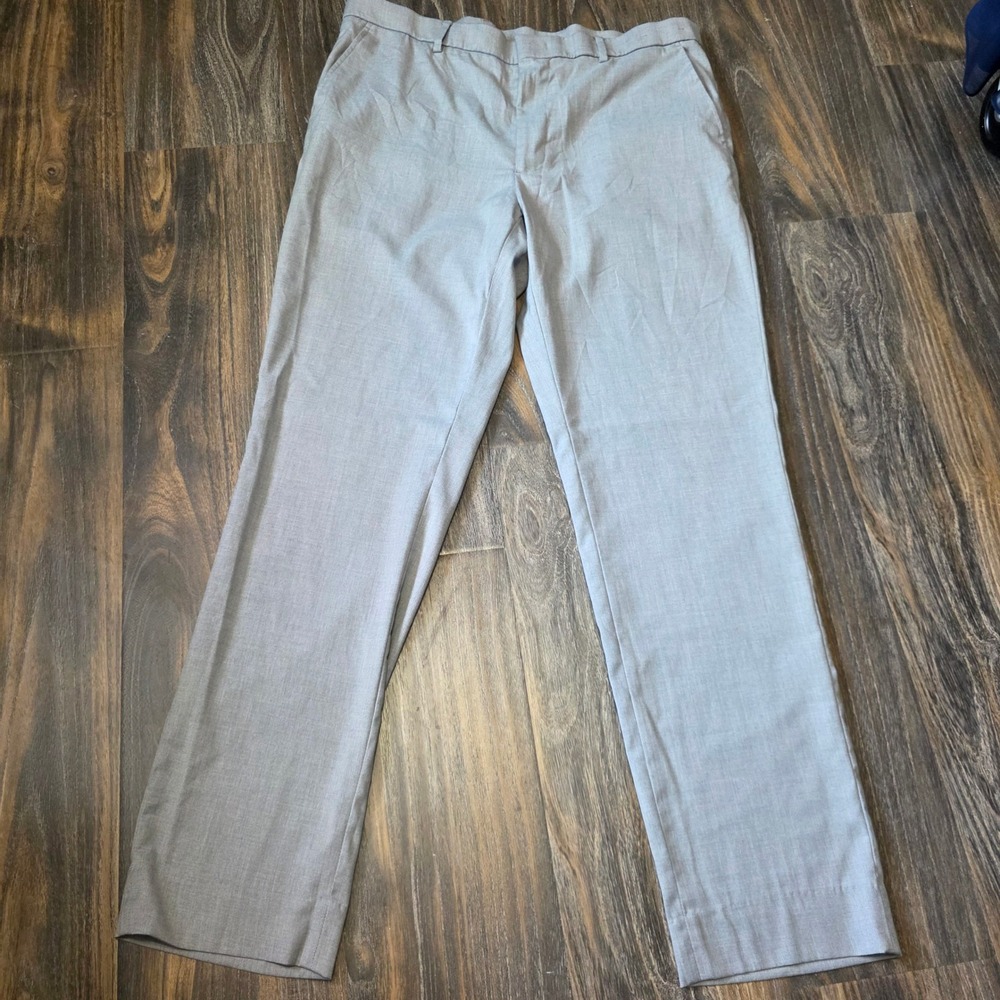 Awearness Kenneth Cole Mens 38x34 Modern Fit Stretch Dress Pants Light Gray